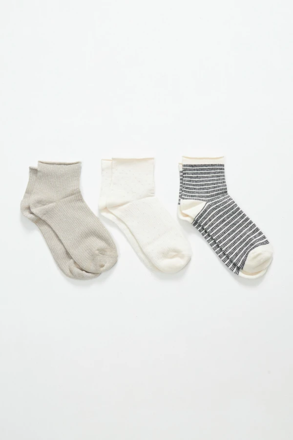 Pack x3 media caña rib Beige Melange