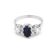 Anillo En Platino, Zafiro Oval Y Brillantes Anillo En Platino, Zafiro Oval Y Brillantes