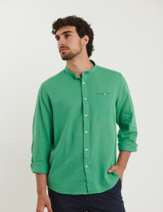 011954 CAMISA HARRINGTON LABEL LINO Verde Medio
