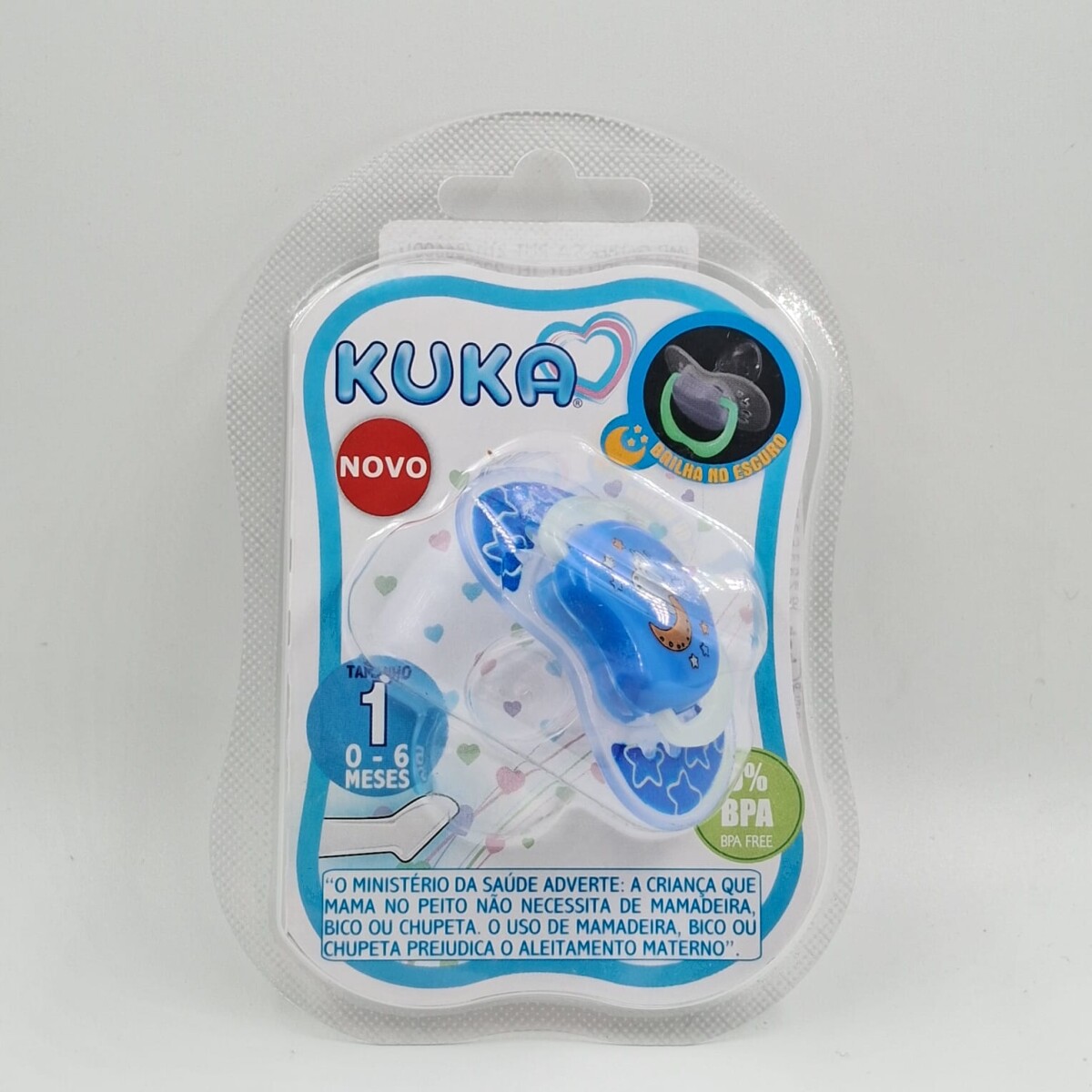 Chupete Kuka talle 1 Brilla en la oscuridad - Azul 