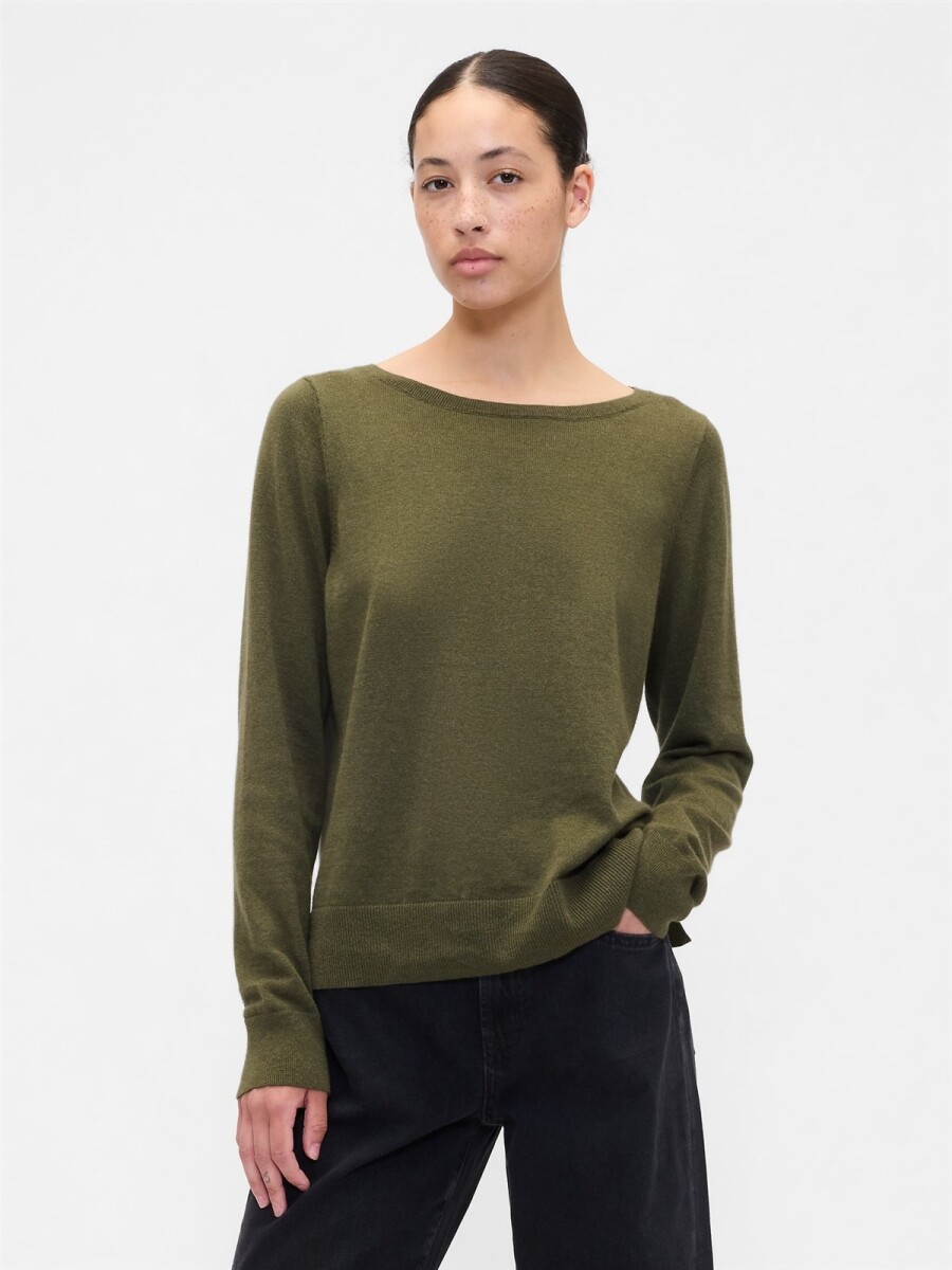 Buzo Bella Cuello Bote Mujer - Army Jacket Green 