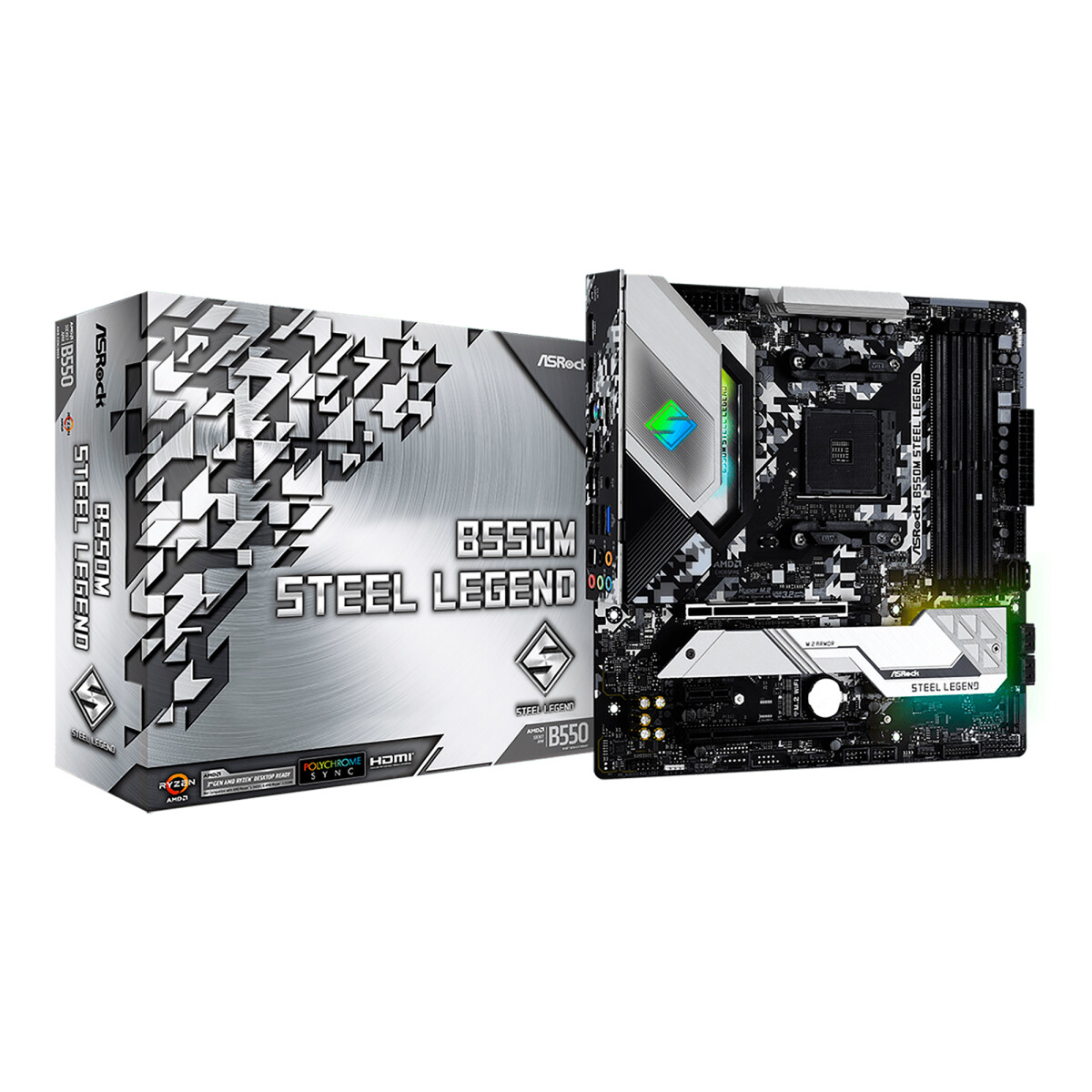 Asrock - Tarjeta Madre B550M Steel Legend - Socket: Amd AM4. DDR4 4733+ (Oc). Hdmi, Displayport. 6 X 