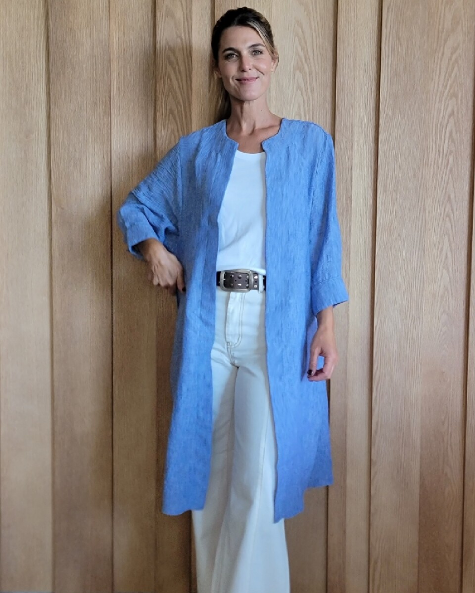 Kimono Ola - Lino Azul Melange 
