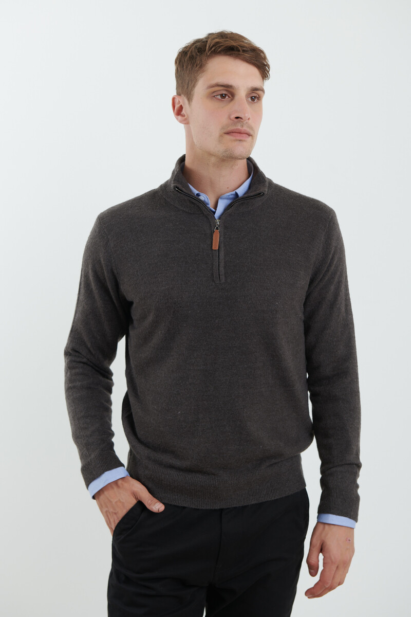 REMERA HARRINGTON LABEL - Gris Oscuro Melange 