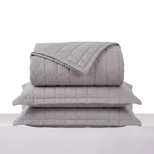 Acolchado mas Fundas Queen - Basic 200 Hilos Gris