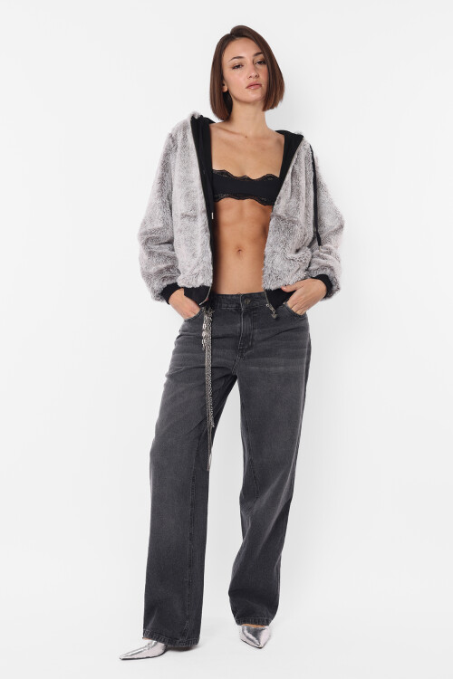 Campera Furry Gris