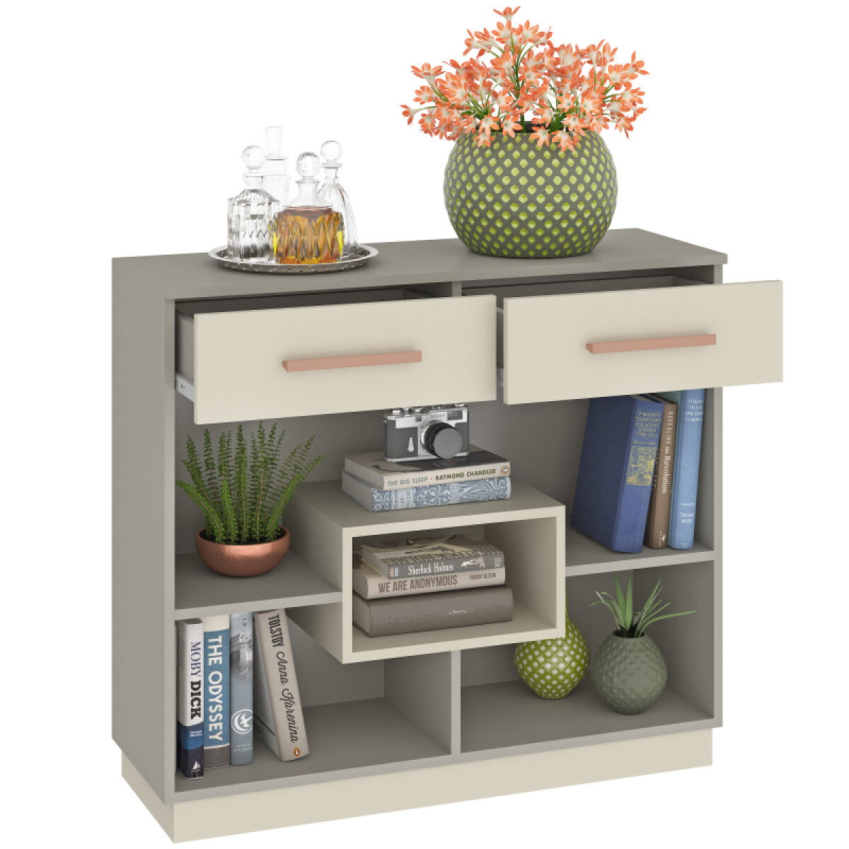 [OUTLET ] Aparador Bar RA03 con Nichos Modular 2 Cajones Retro Vintage 90 x 85 x 32 cm 