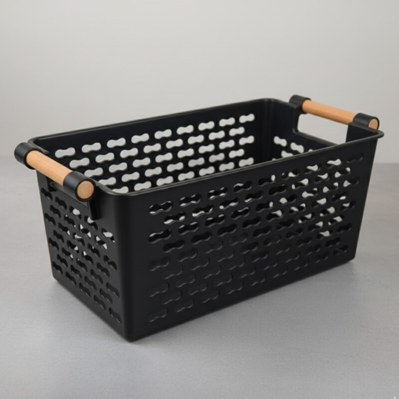Cesto calado con asas 30 x 15 x 13 NEGRO
