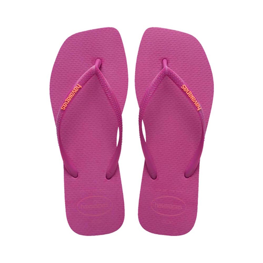 Sandalias Havaianas Slim Square Logo Pop Up Mujer Rosa Gum