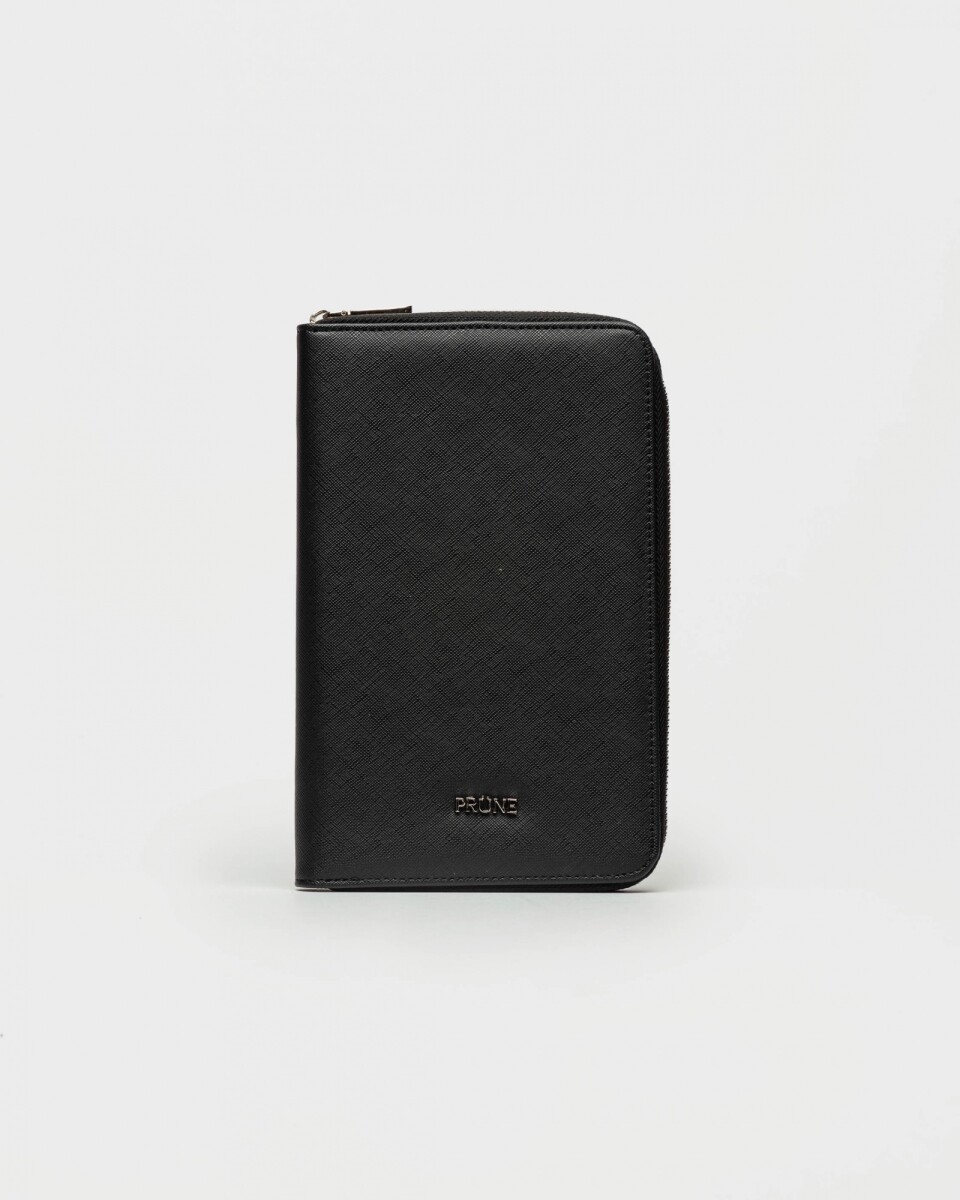 Billetera Travel en Efecto Cuero Saffiano - Negro 