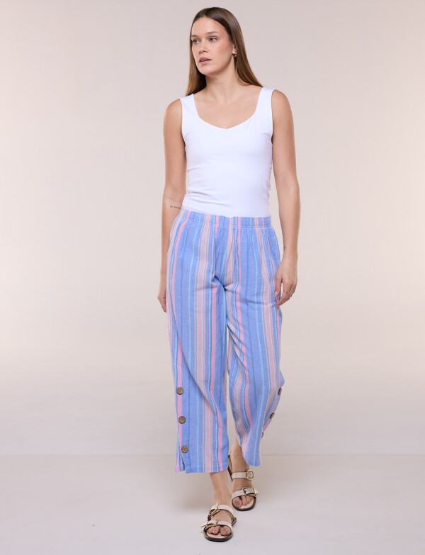 Pantalón Con Aberturas Laterales CELESTE/MULTI