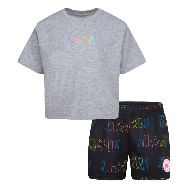 Conjunto All Star Boxy Tee Mesh de Niña Negro