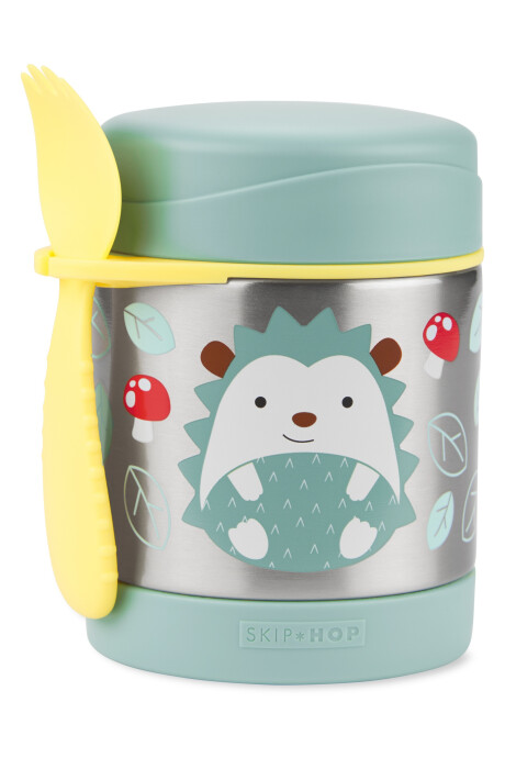 Tupper de acero inoxidable con cubierto, diseño erizo Tupper de acero inoxidable con cubierto, diseño erizo