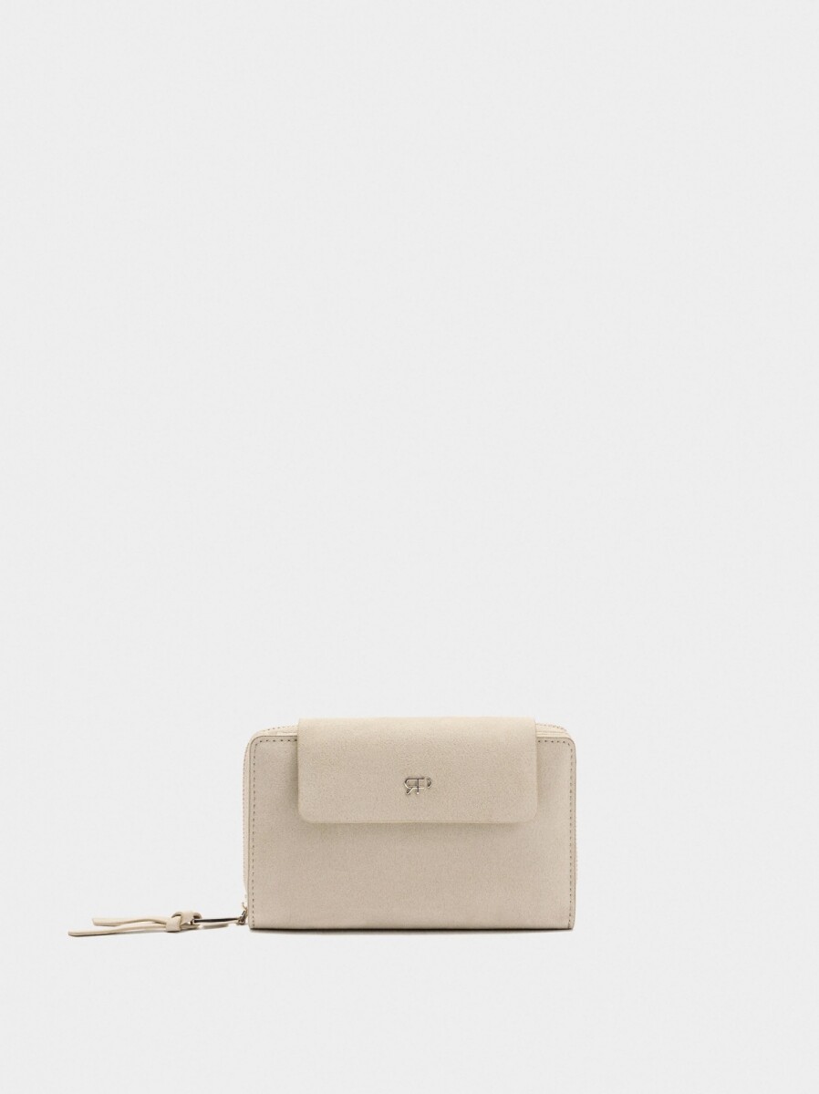 Cartera Efecto Ante - beige 
