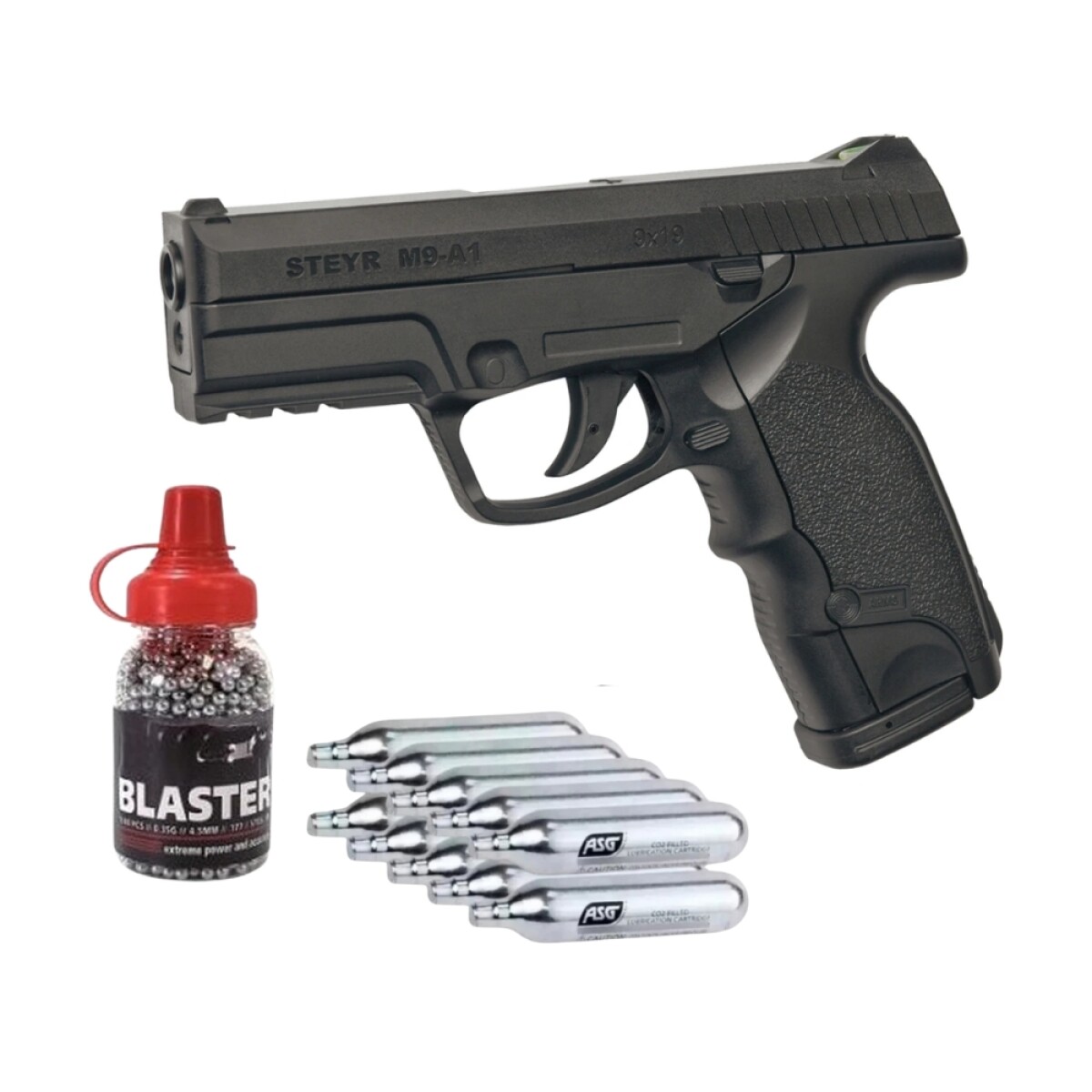 Pistola Steyr M9-A1 - 4.5mm a CO2 + 10 Garrafas + 1500 Balines 