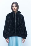Chaqueta capucha teddy negro