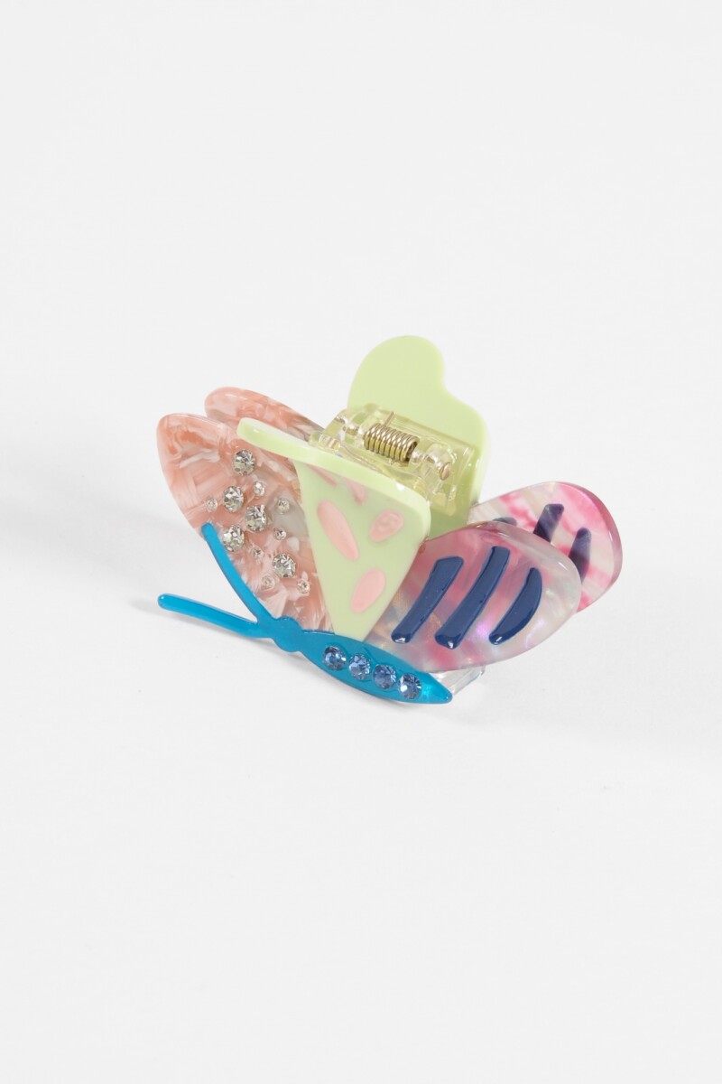 Broche mariposa acrílico strass multicolor
