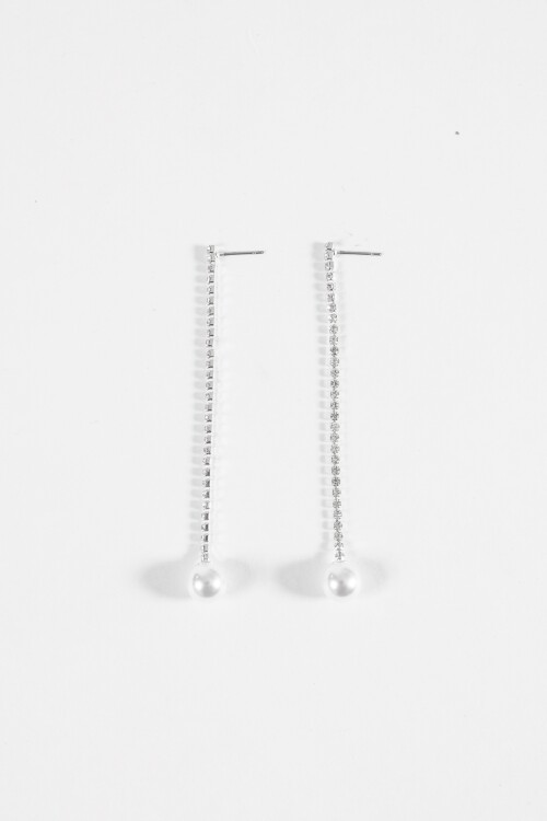 Caravanas fiesta strass perlas plateado