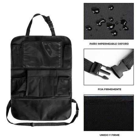 Organizador De Asiento Auto X2 Pack Soporte Tablet Negro