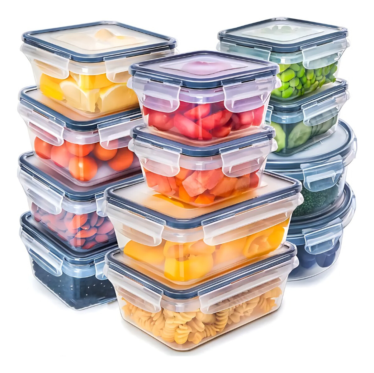 Set 12 Recipientes Tarros Hermeticos Con Tapa Plastico - Blanco 