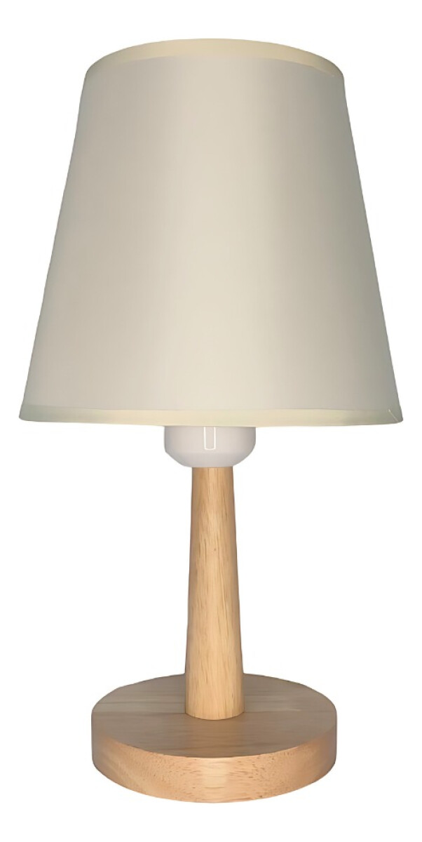 Lampara Portatil De Mesa Velador Nordica Madera Y Lino Cali - Blanco 