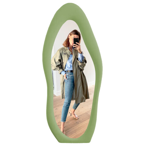 Espejo Mango, Cuerpo Entero, Forma Irregular VERDE