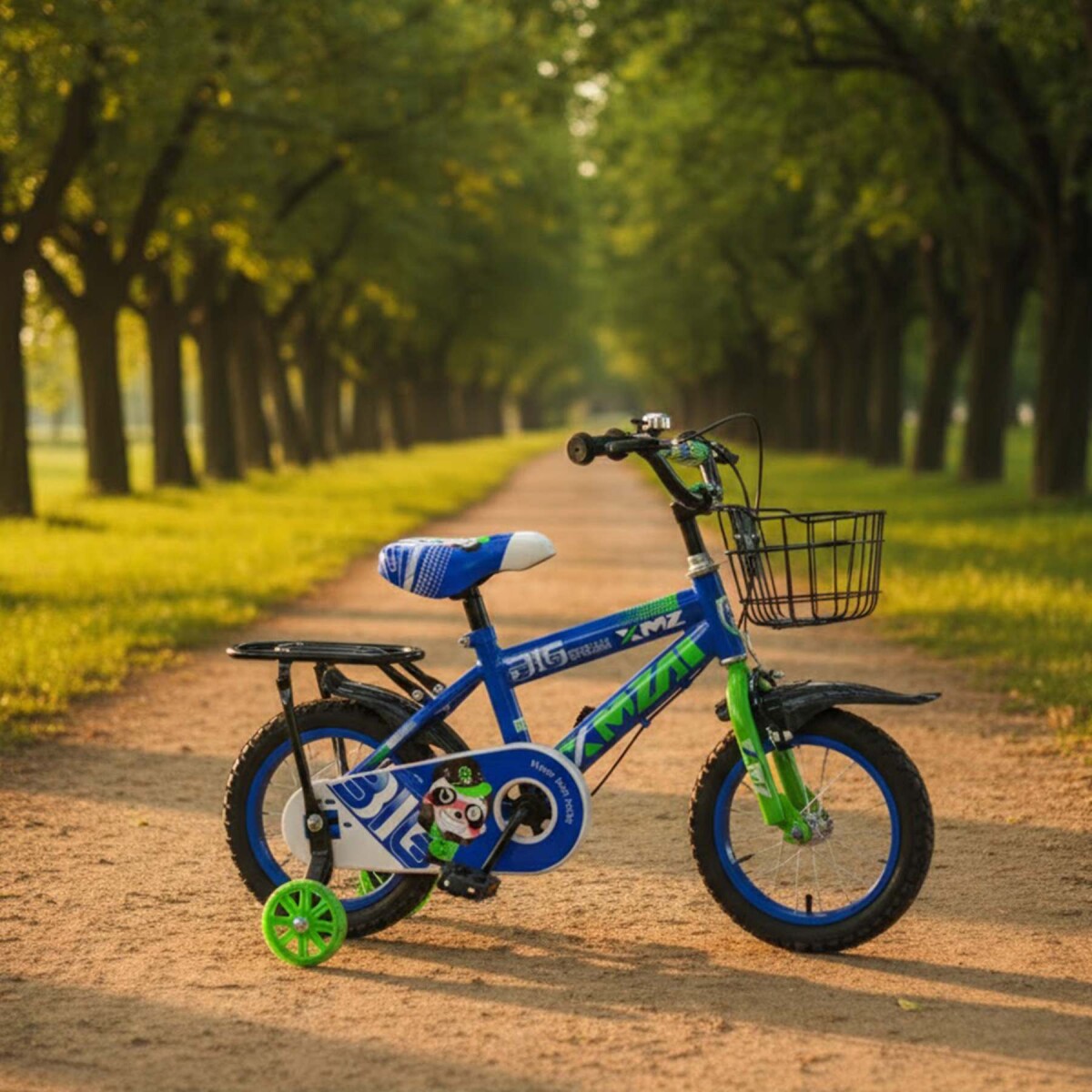 Bicicleta Infantil XMZ Rodado12 Canasto Parrilla Guardabarro - Azul 1 