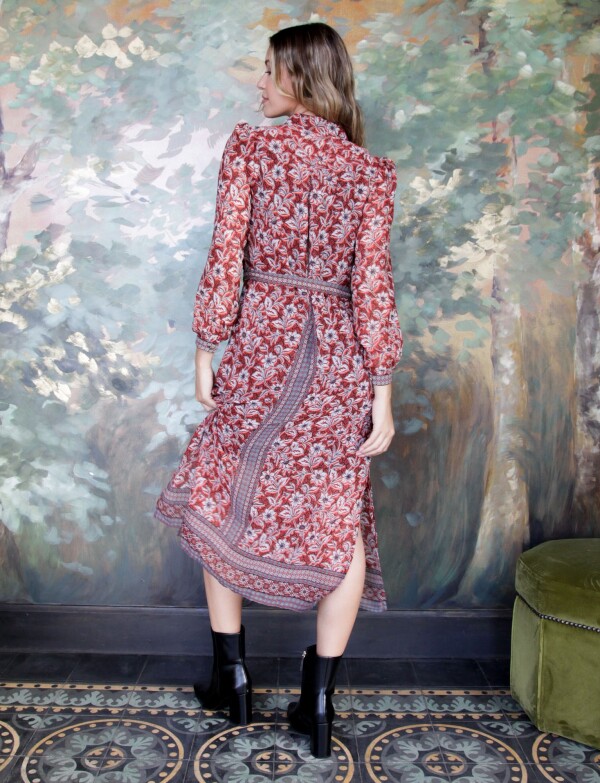 Vestido Gasa Print MULTI/ANARANJADO