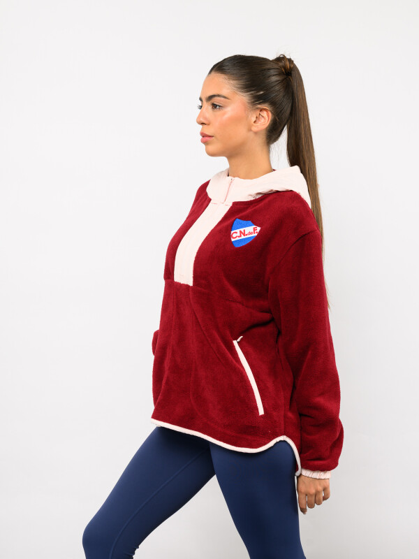 Buzo Polar Medio Cierre Ámbar Nacional Mujer Beige, ordeaux