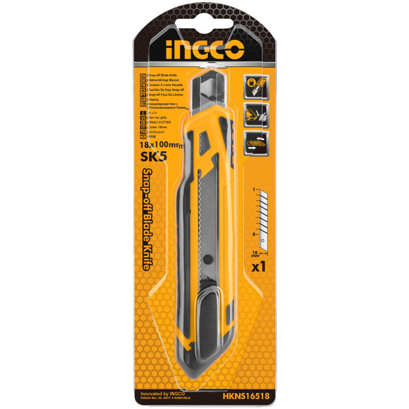 TRINCHETA 18 MM INGCO HKNS16518 CON 1 HOJA MATERIAL SK5 SOFT GRIP TRINCHETA 18 MM INGCO HKNS16518 CON 1 HOJA MATERIAL SK5 SOFT GRIP