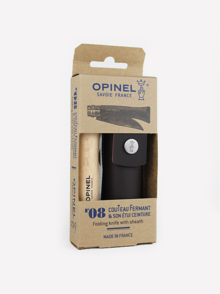 Conjunto Opinel Navaja N°8 y Funda de Cuero 