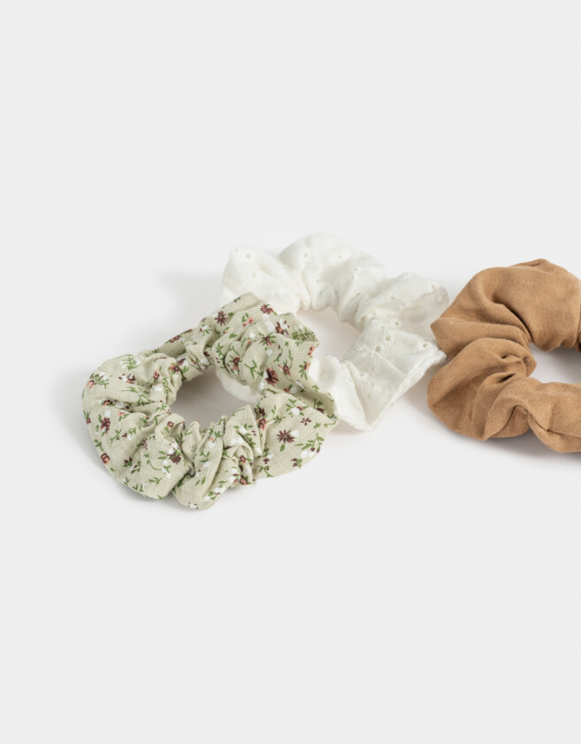 Skunzies Set por 3 Set De Scrunchies - Verde Medio