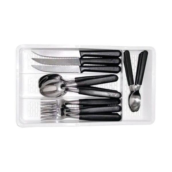 JGO 24PC CUBIERTO+ORGANIZADOR NEGRO JGO 24PC CUBIERTO+ORGANIZADOR NEGRO