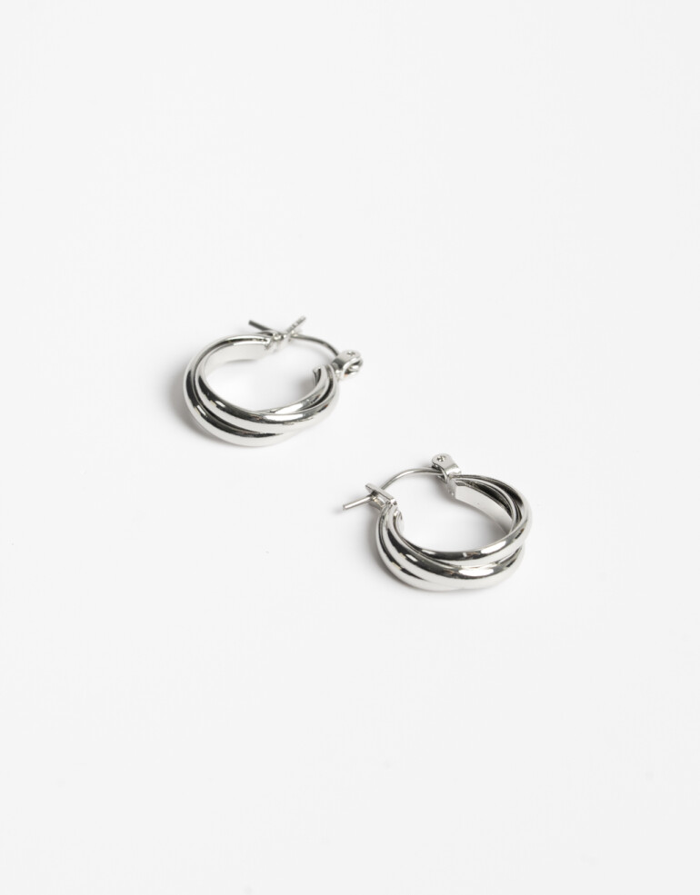 Aros Argollas Metal Aretes Argollas Entrelazadas - Plateado Rodio