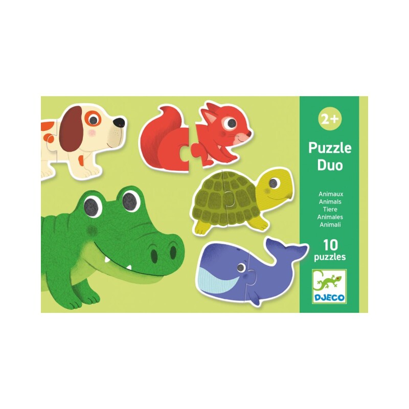 Set x10 puzzle rompecabezas de dos piezas Animales