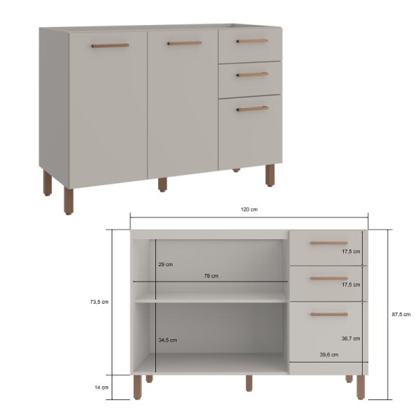 COCINA MODULADA 2.70 MT LOURO FREIJO / CINZA - SARDENHA COCINA MODULADA 2.70 MT LOURO FREIJO / CINZA - SARDENHA