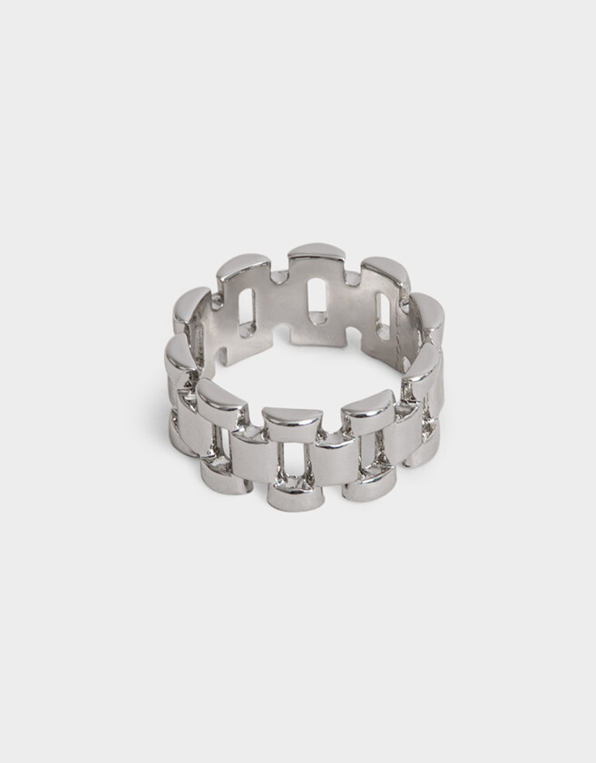 Anillos Medianos y Grandes De metal Anillo De Metal Bold - Plateado