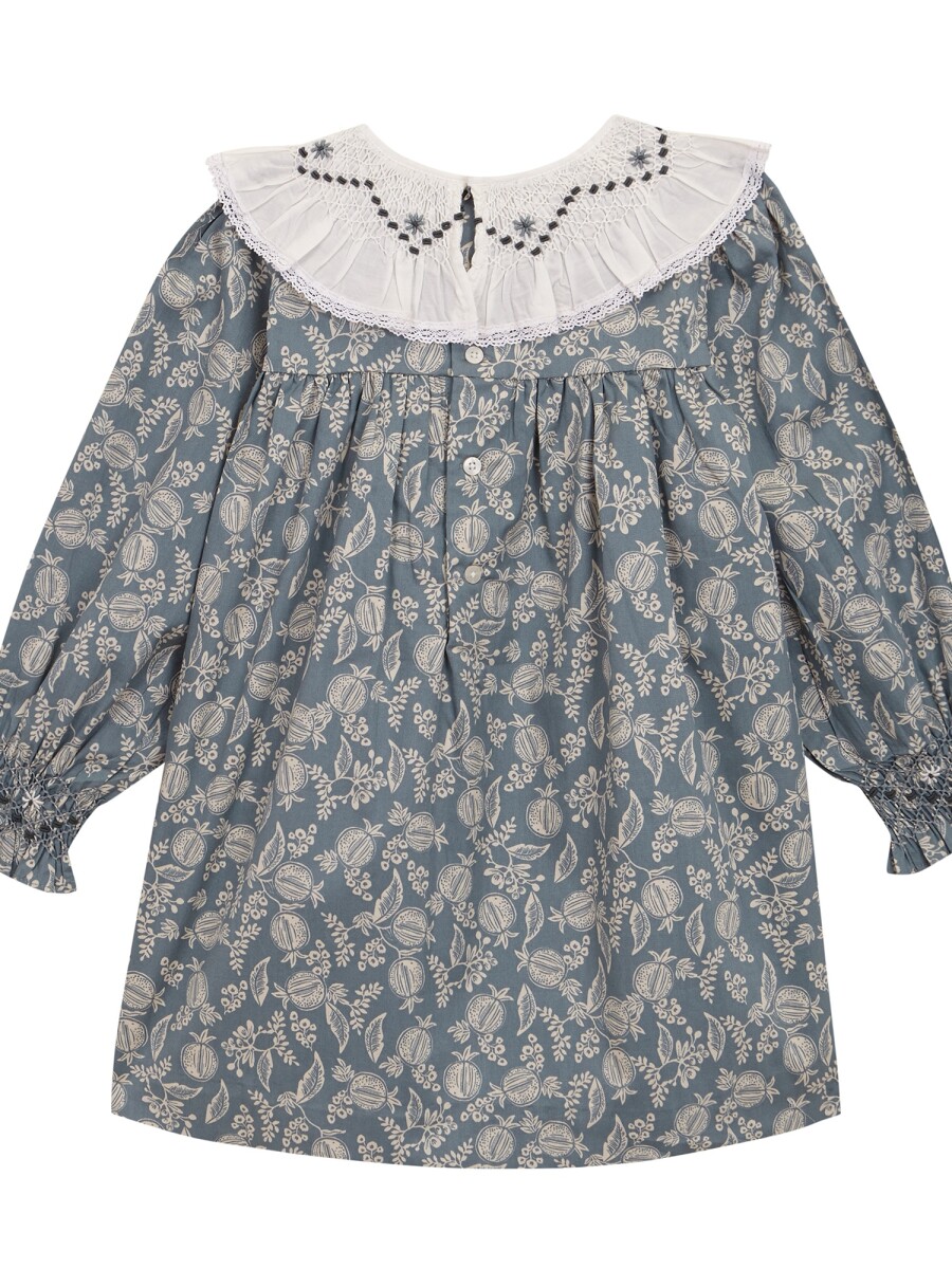 Vestido Cuello Nido De Abeja Azulado