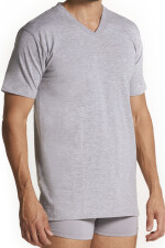 Camiseta con escote en v Gris