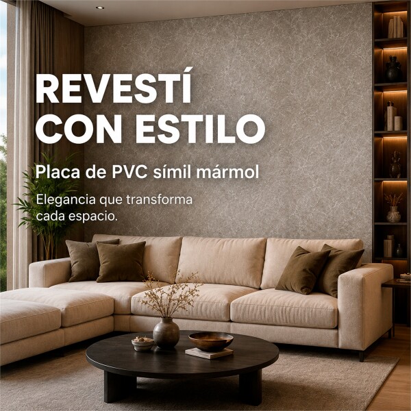 Pack x10 Placa PVC Símil Mármol 2,44x1,22m 3mm Resistente Mármol Gris 2