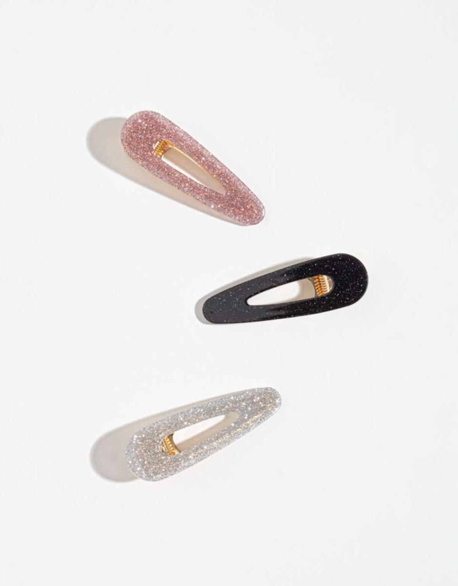 Set De Horquillas Shinny - Combinacion Tricolor 