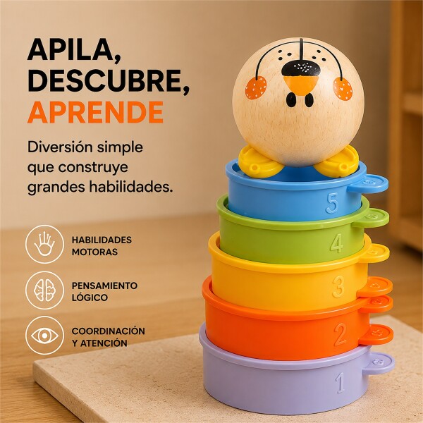Juego Didáctico Top Bright de Vasos Apilables 6 Piezas NARANJA