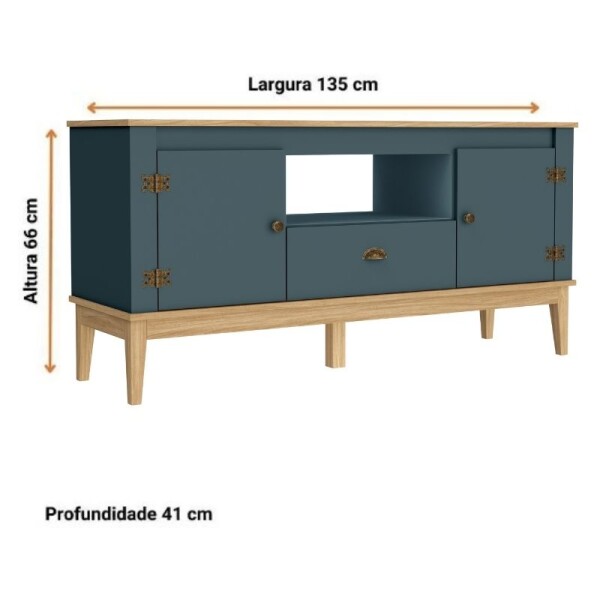 RACK PARA TV LINEA COLONIAL - MIEL/AZUL PETROLEO RACK PARA TV LINEA COLONIAL - MIEL/AZUL PETROLEO