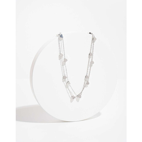 Collar De Corazones Plateado Rodio