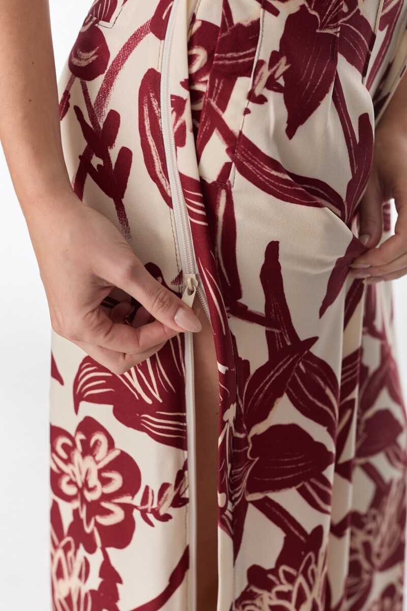 Pantalon Flor Flores Bordeaux