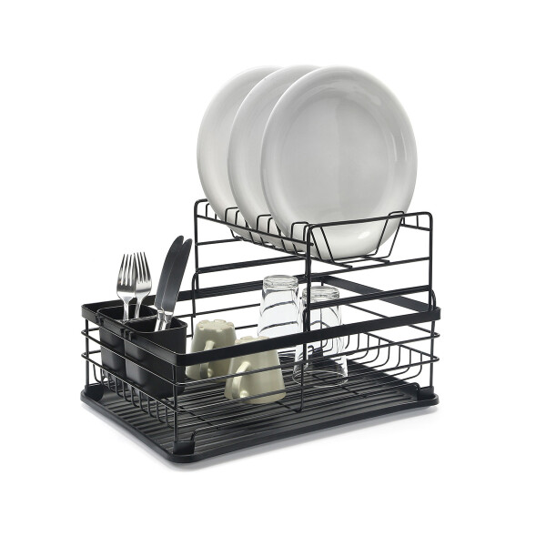 Escurridor Seca Platos Vajilla 2 Niveles Con Bandeja Drenaje Agua Cocina Imback Color Negro Escurridor Seca Platos Vajilla 2 Niveles Con Bandeja Drenaje Agua Cocina Imback Color Negro