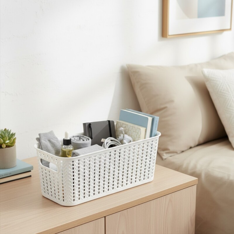 Cesto organizador simil ratán 5,5lts BLANCO