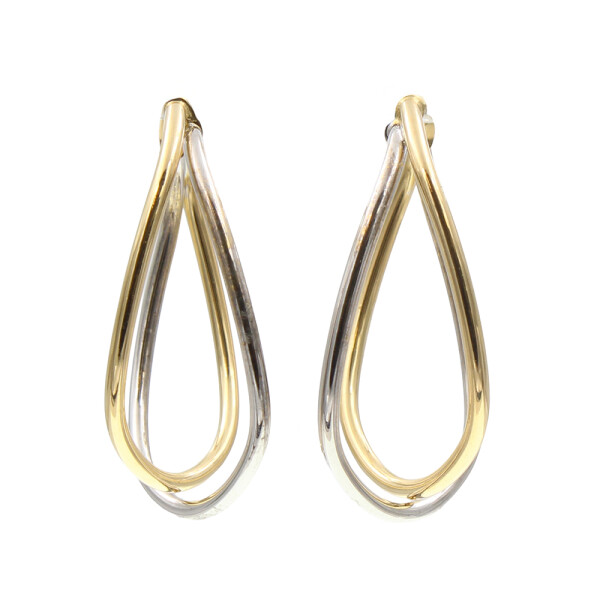 Caravanas duo de oro blanco y amarillo 18k. Caravanas duo de oro blanco y amarillo 18k.