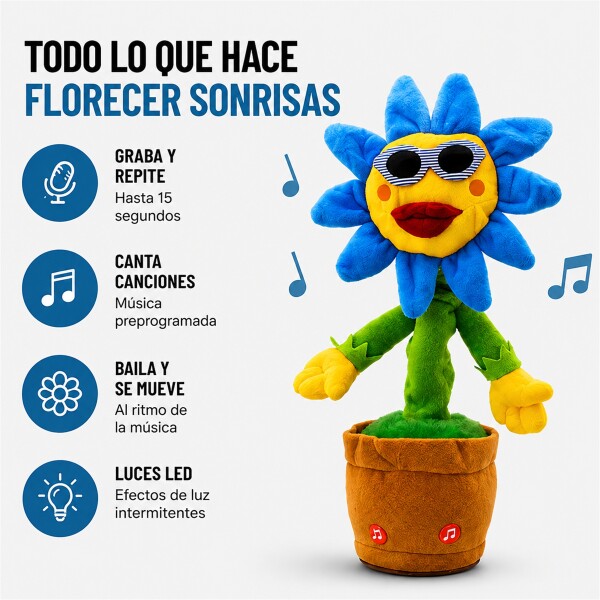 Girasol Interactivo que Baila, Canta, Graba y Repite Voz Azul