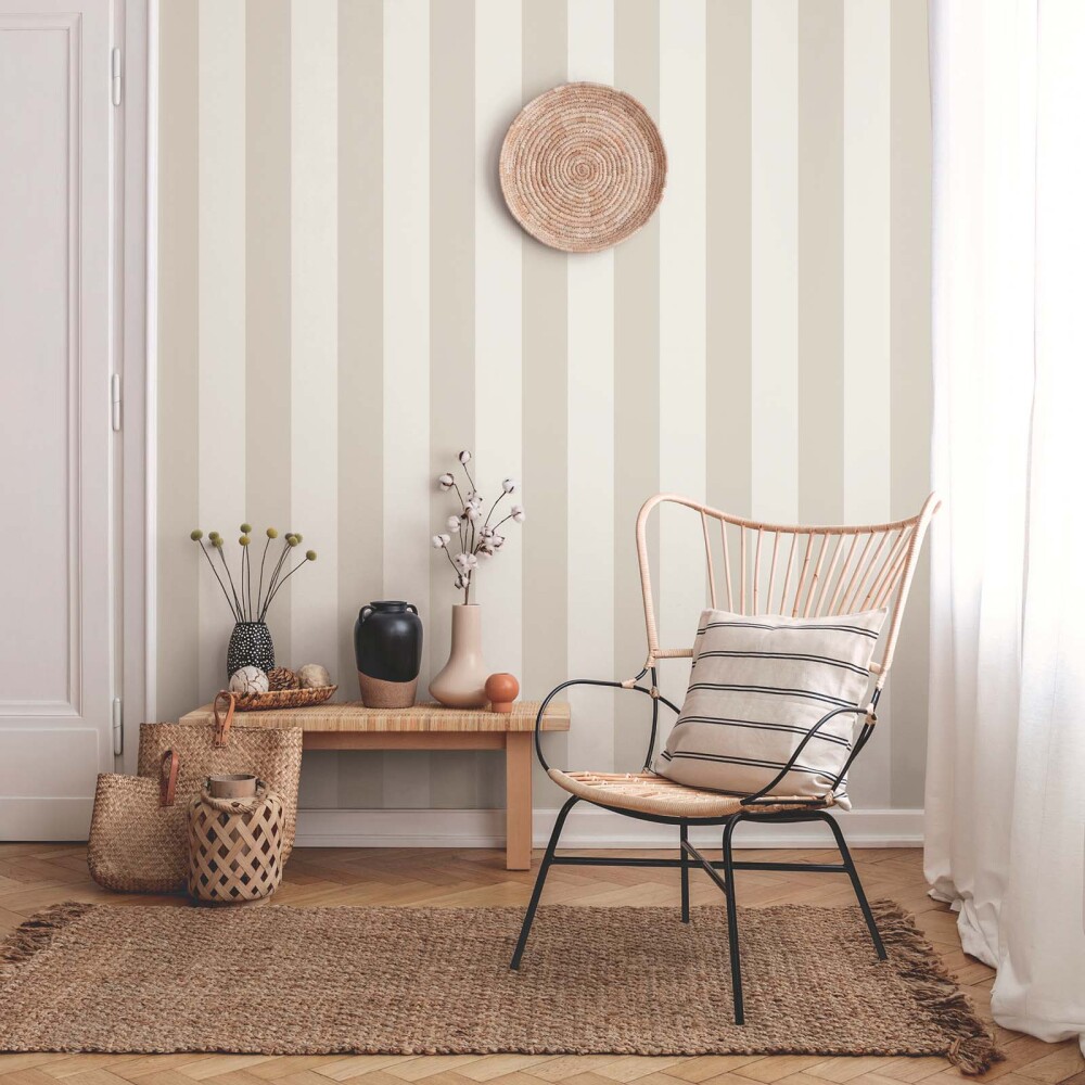 PAPEL PINTADO CLASSIC STRIPE PAPEL NATURAL-BEIGE 10*0,53MTS
